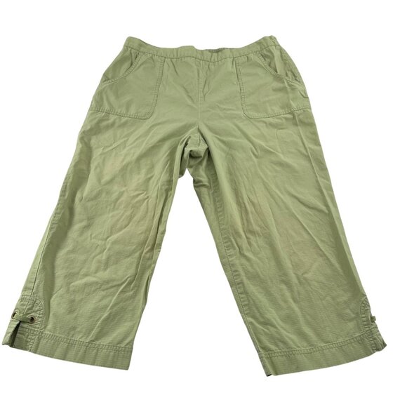 Alfred Dunner Green Capri Pants Size 12 Cotton pull on elastic waist - Picture 1 of 10